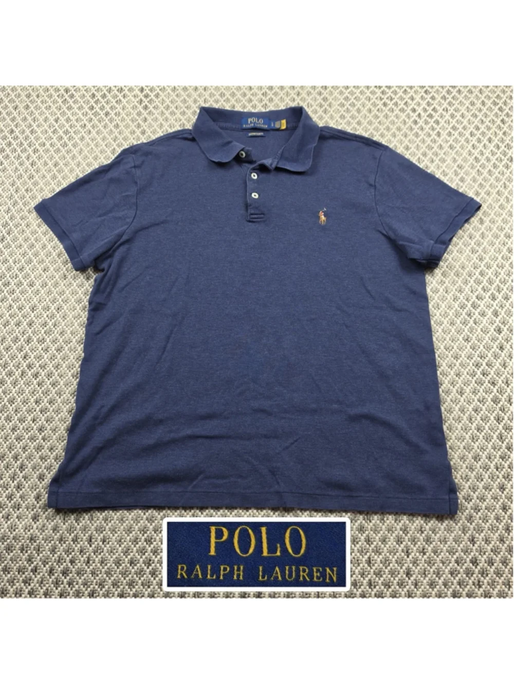 Polo Ralph Lauren Custom Slim Fit Polo Shirt Mens Large Blue Pony Logo
